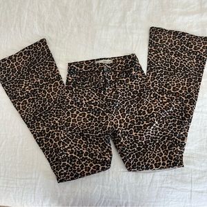 Topshop Flare Leopard Print Jeans